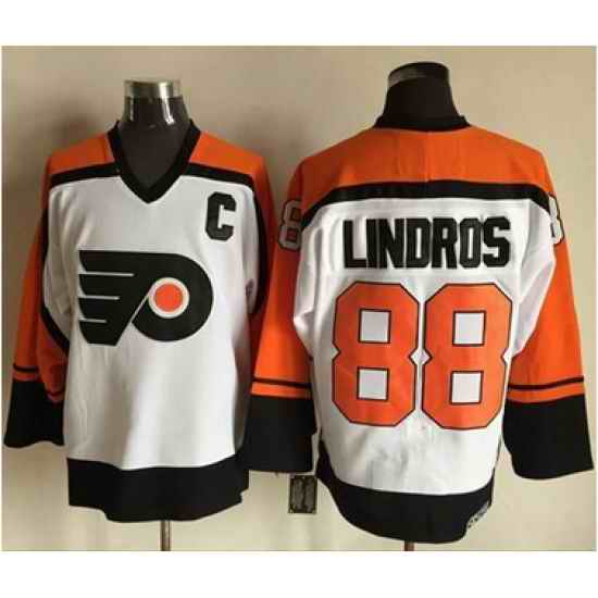 Flyers #88 Eric Lindros WhiteBlack CCM Throwback Stitched NHL Jersey